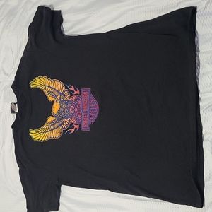 Harley-Davidson Large dealership tee with eagle emblem.Dubuque Harley-Davidson